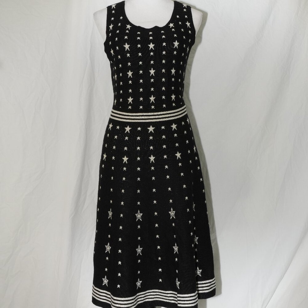 Sweater Dress Black Midi with Silver Sparkle Stars Torrid Womens Size 2 GUC